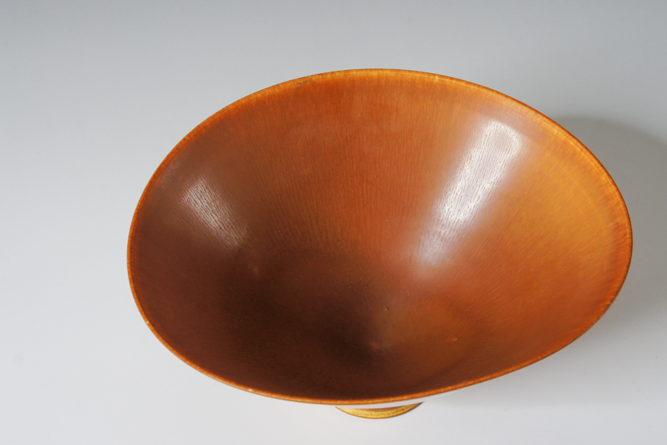 北欧雑貨「黄茶釉沓形鉢」